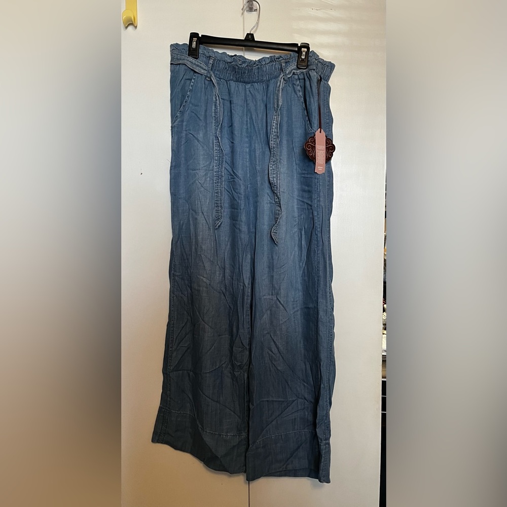 Women’s Knox Rose wide leg chambray pants, Sz XL